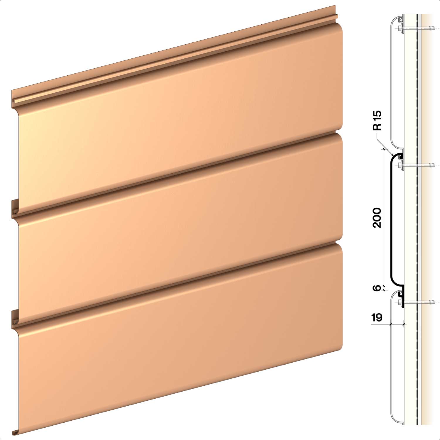 Dualbord C200 aluminium cladding profile installed horizontally