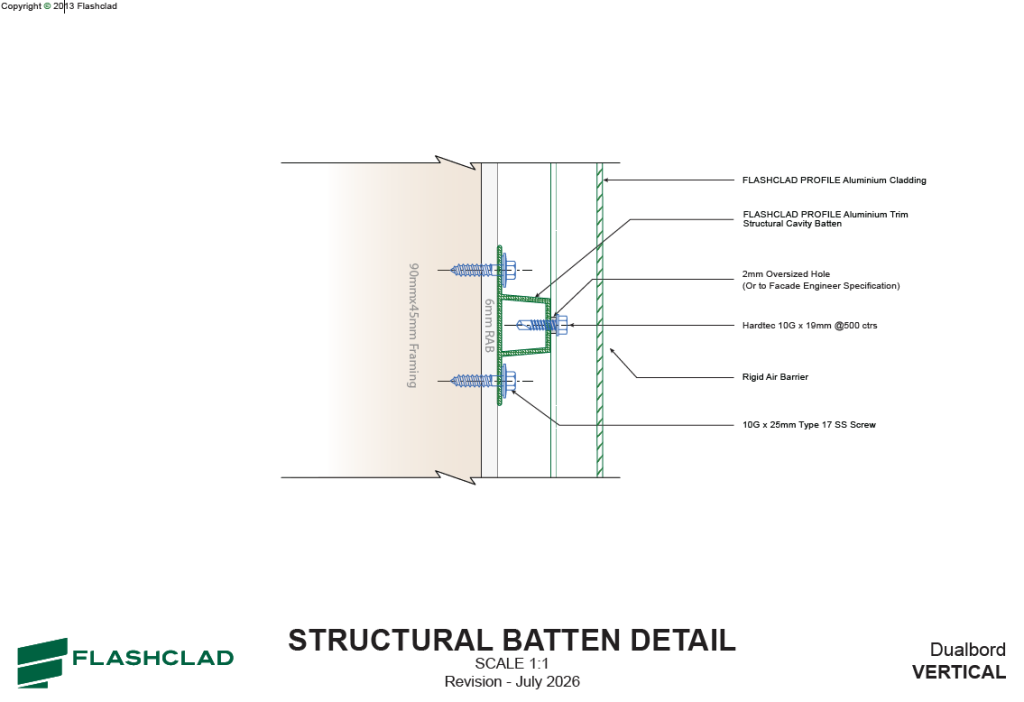 Structural Batten Detail – Flashclad structural cavity batten